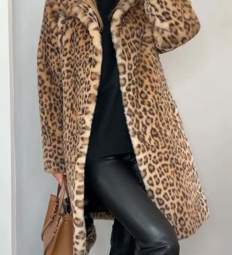 Leia - Garais Leoparda Mētelis