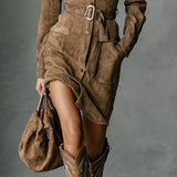 Zelena | Midi-Suede kleita
