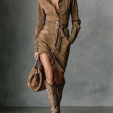 Zelena | Midi-Suede kleita