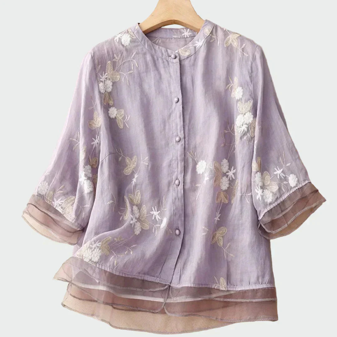 Linnea | Ziedu izšuvuma blūze