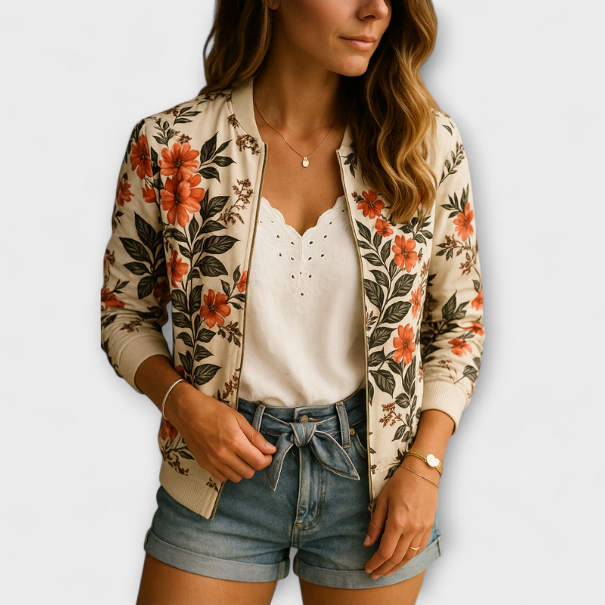 Andreia - Elegants ziedu bomber jakas