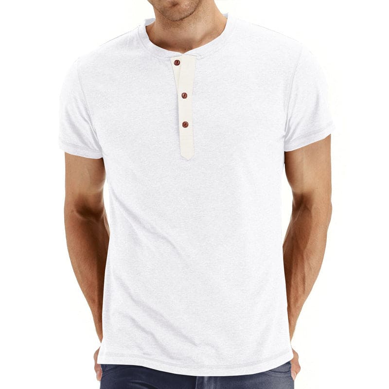 T-Krekls Henley - Mīksta Auduma Apkakle