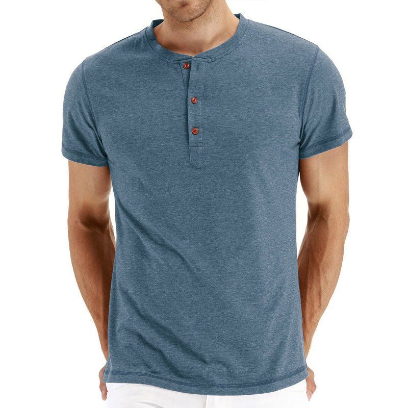 T-Krekls Henley - Mīksta Auduma Apkakle