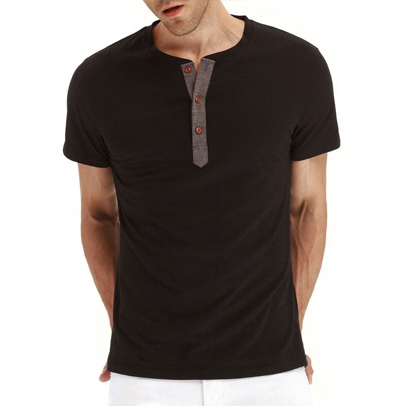 T-Krekls Henley - Mīksta Auduma Apkakle
