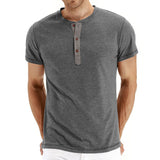 T-Krekls Henley - Mīksta Auduma Apkakle