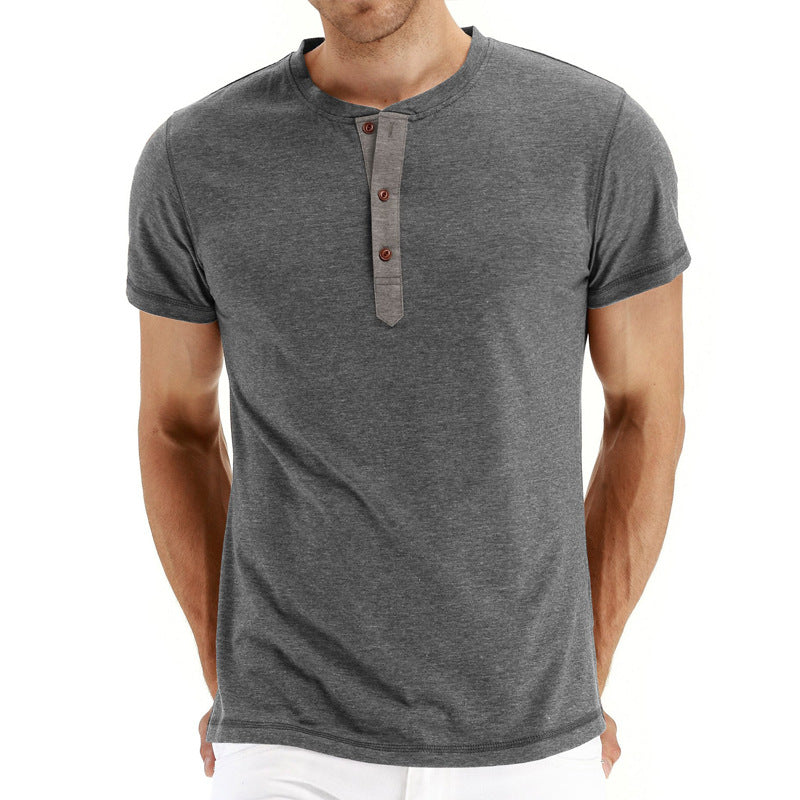 T-Krekls Henley - Mīksta Auduma Apkakle